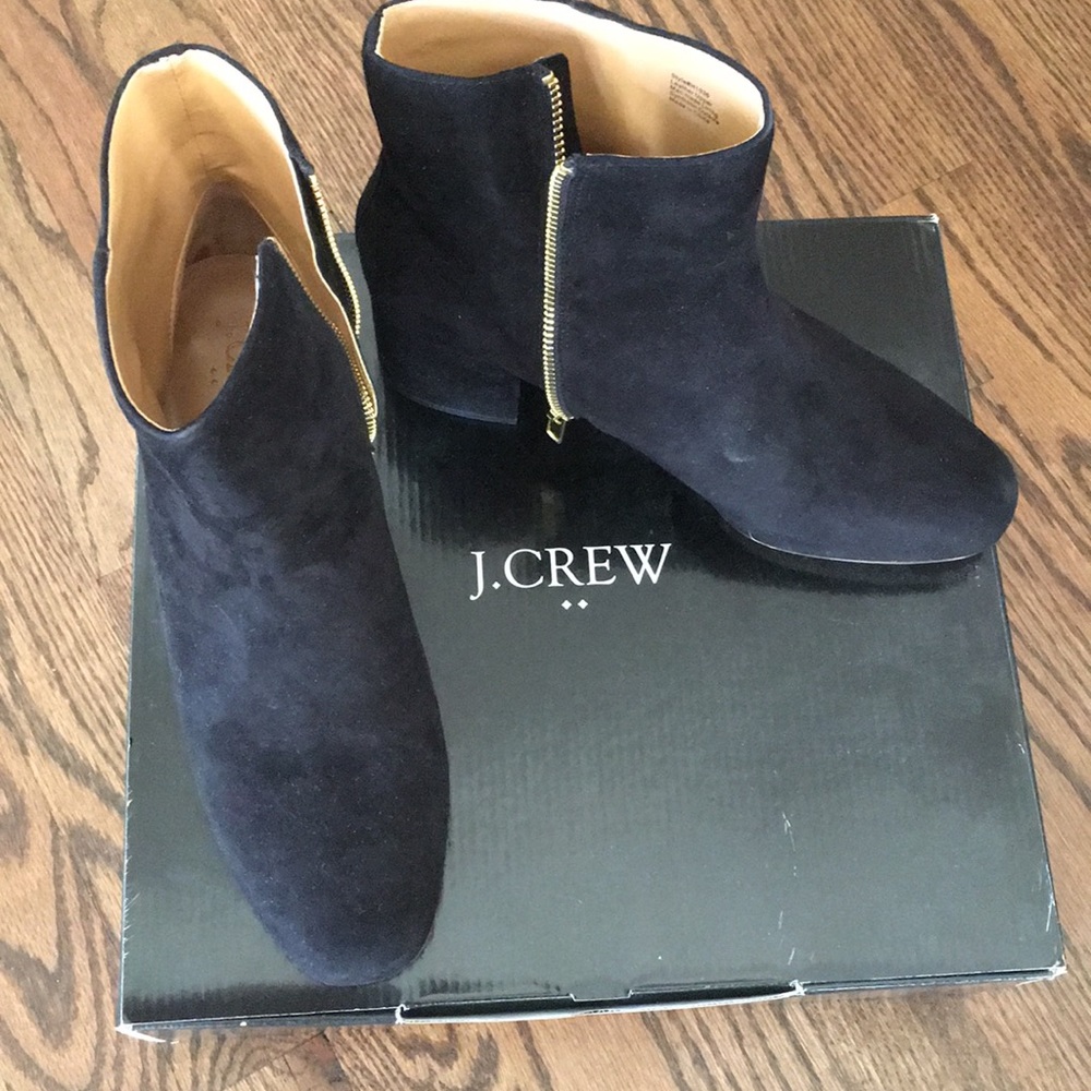 J. Crew Factory Black Suede Zipper Ankle Boots